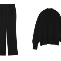 左：13 Basic Wool Pleated Trousers （サイズ：1、2／ブラック) 7万7,000円 右：14 Basic Cashmere Knit Top（サイズ：1、2／ブラック） 12万4,000円