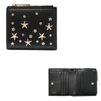 ＜JIMMY CHOO／ジミー チュウ＞Hanni クリスタルスタースタッズ付き Black カーフレザー・ウォレット 7万3,700円